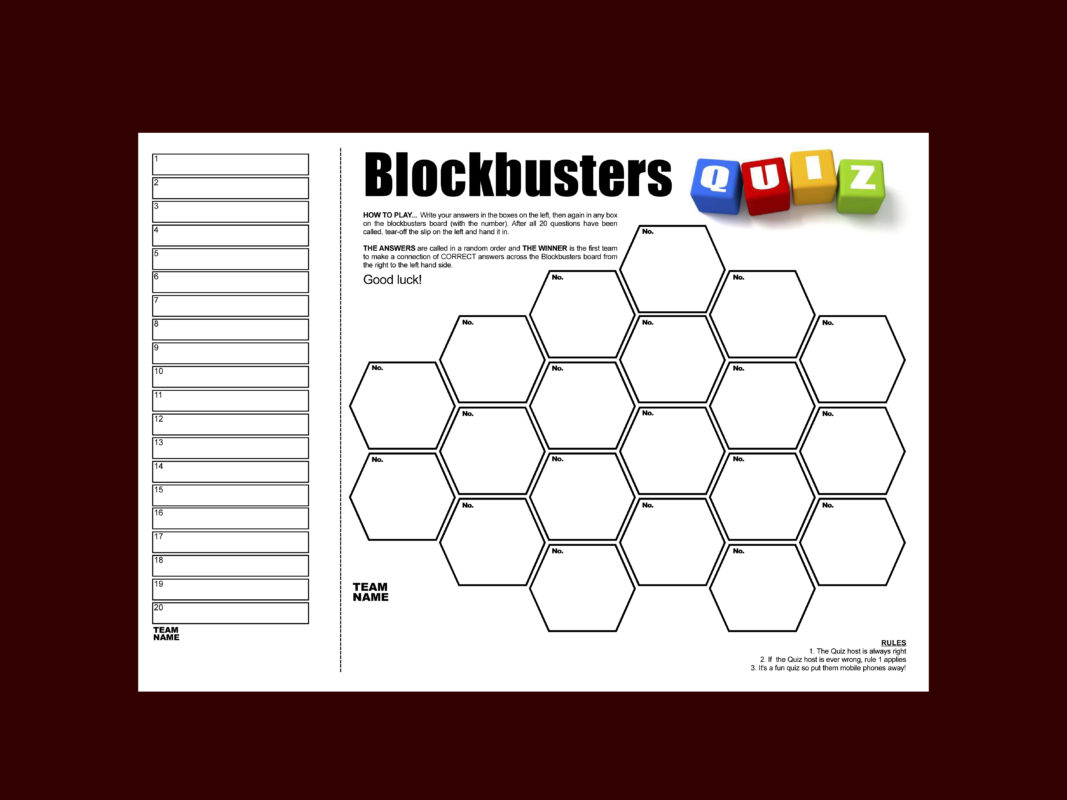 Blockbusters Quiz Sheets Quiz On Demand